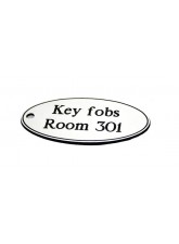 Key Fob - White with Black Text - Oval