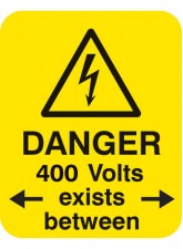 Danger - 400 Volts < Exists Between > - Labels