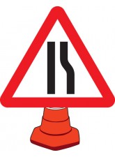 Road Narrowing Right - Cone Sign