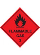 Flammable Gas 2 Labels (Roll of 100)